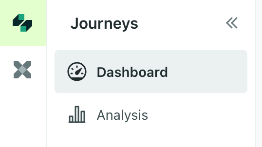 The current/old user experience showing Journeys and Data Pipelines as separate products