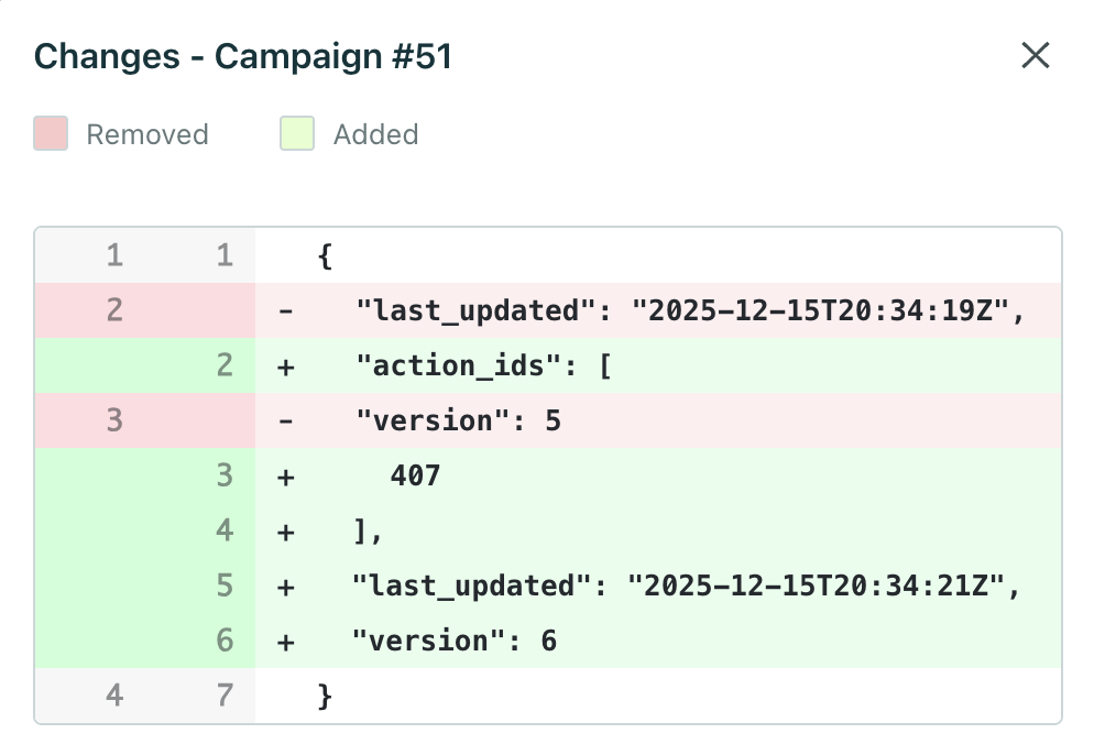 A new last updated date is highlighted green. The old last updated date is red.