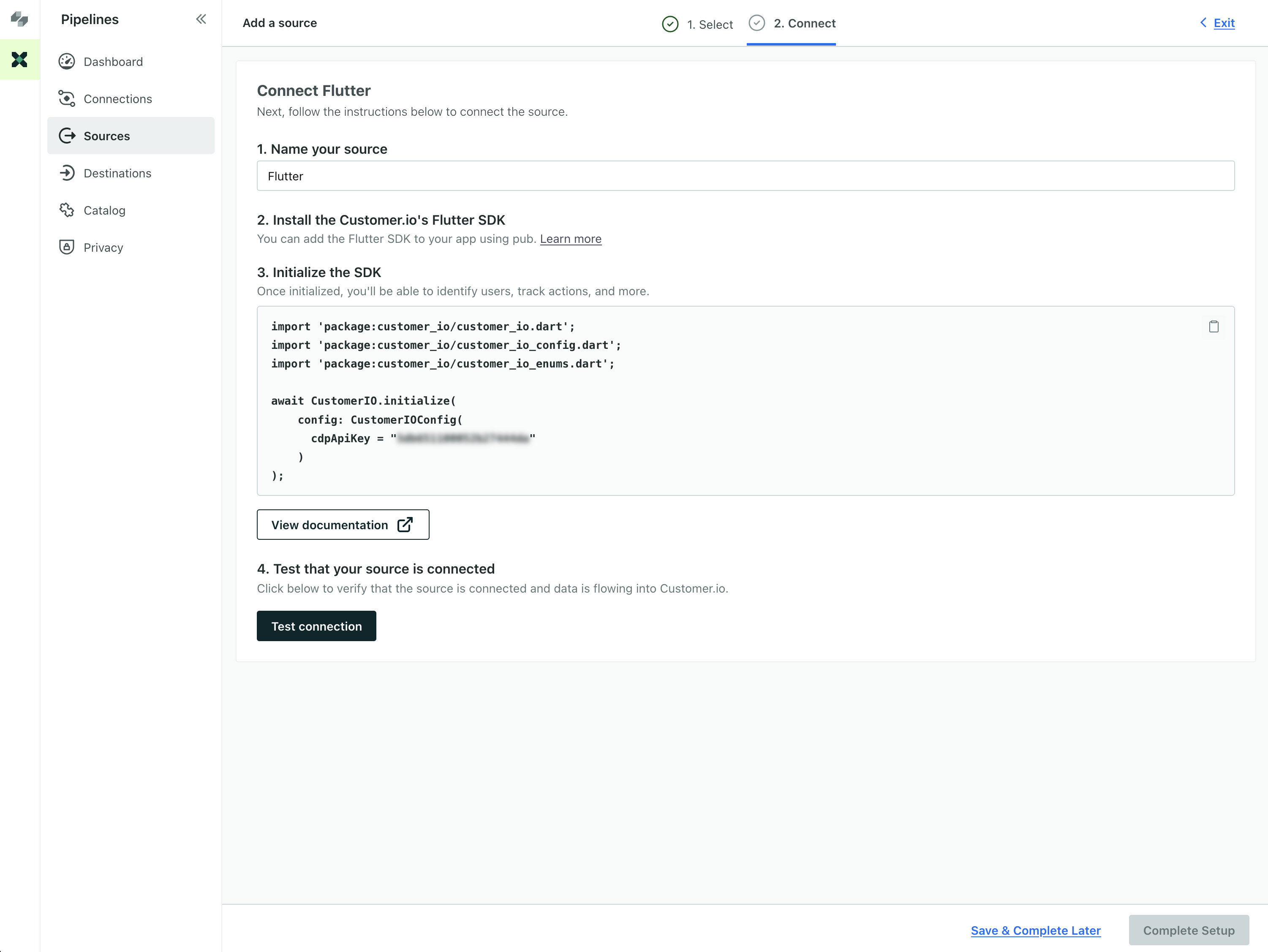 Set your name, get your CDP API Key, and click Complete Setup