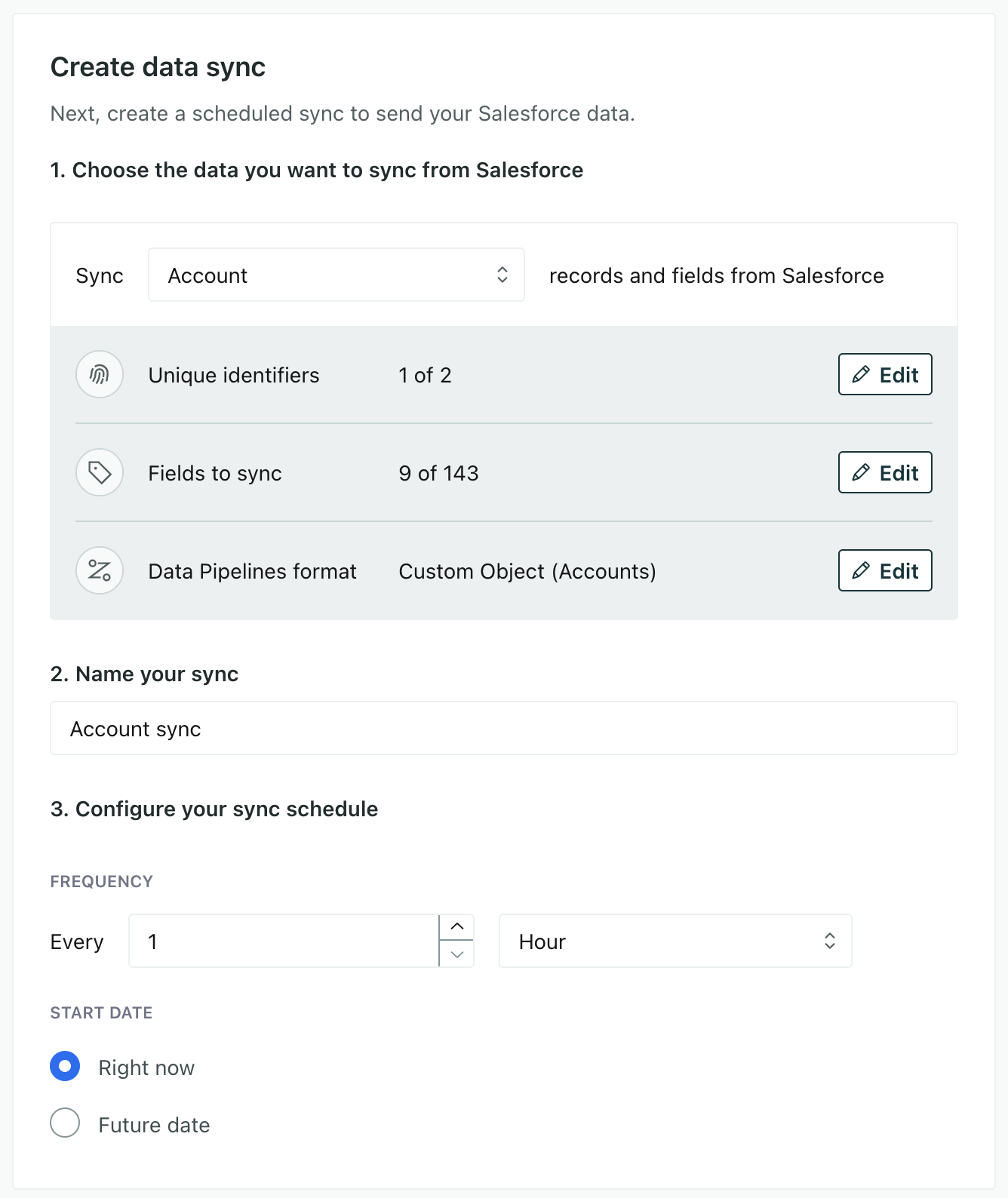 Set up a salesforce sync to send data from Salesforce to Customer.io