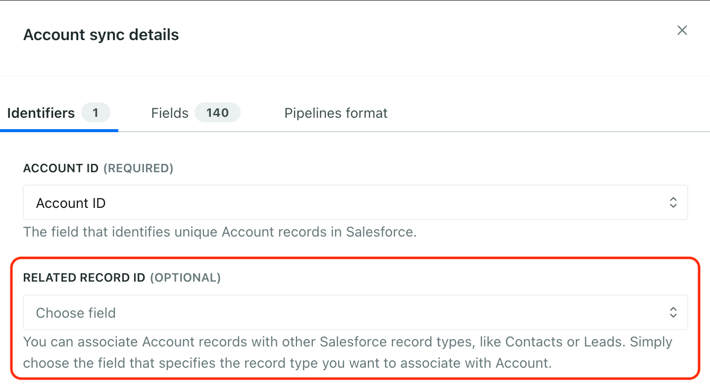 the related record ID field in a custom object sync