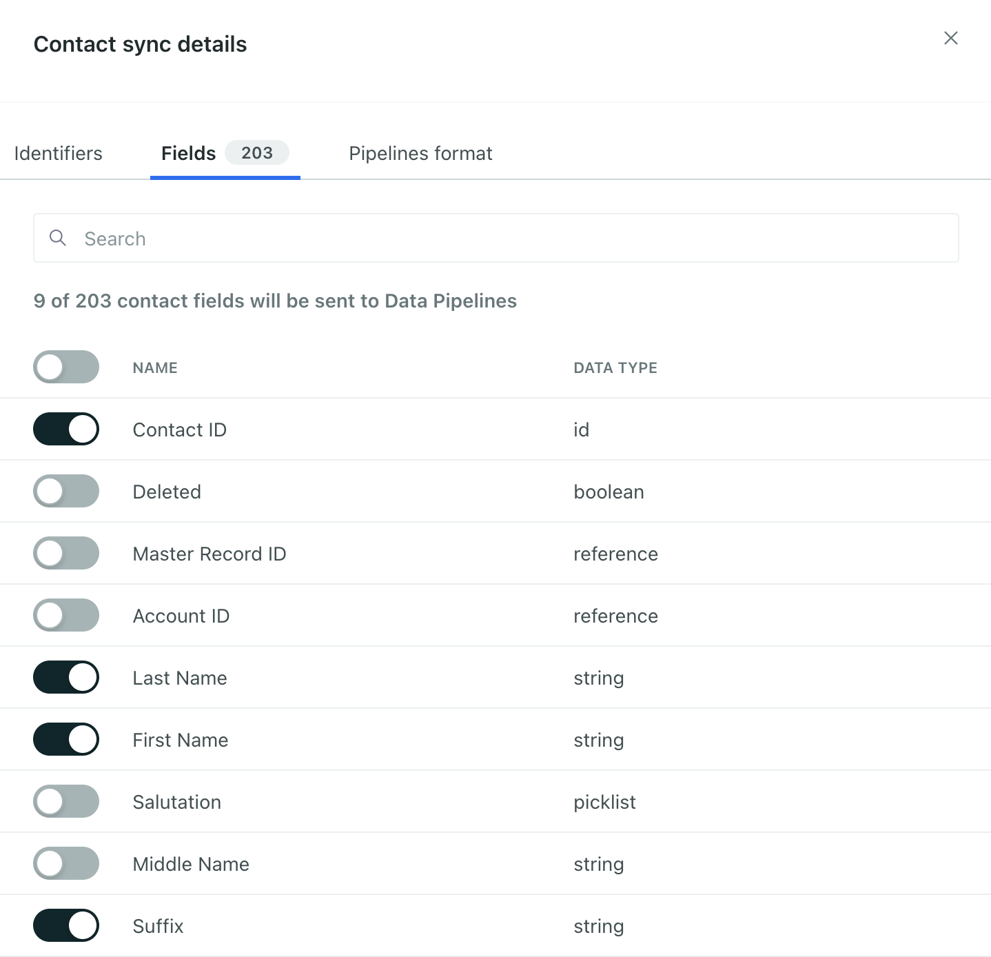 Set a user ID field and pick the fields you want to send through your pipeline