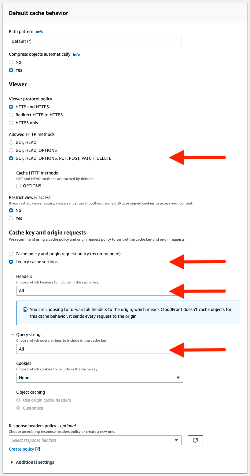 HTTPS Links - CloudFront Cache Behavior Settings