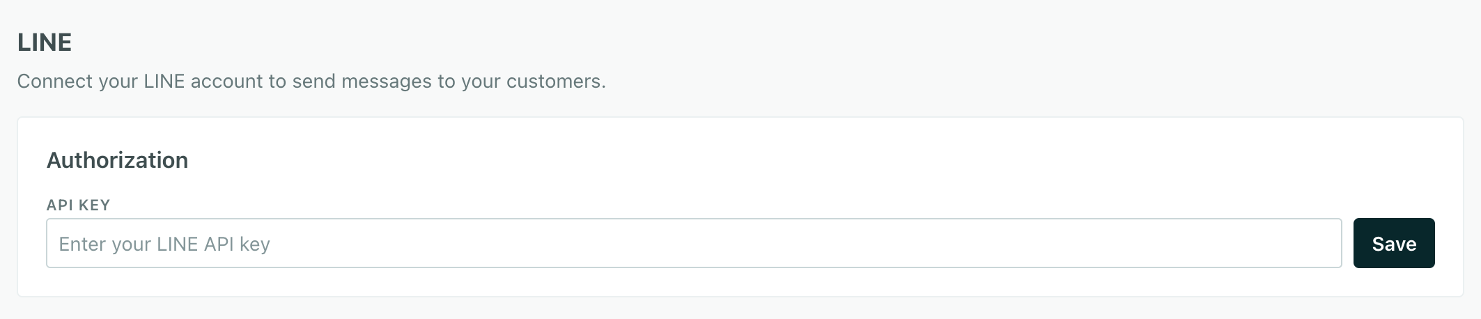 LINE setup in Customer.io requires a simple API key from your LINE account