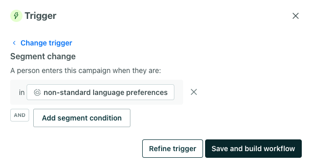 Select a segment containing people with your original language attribute