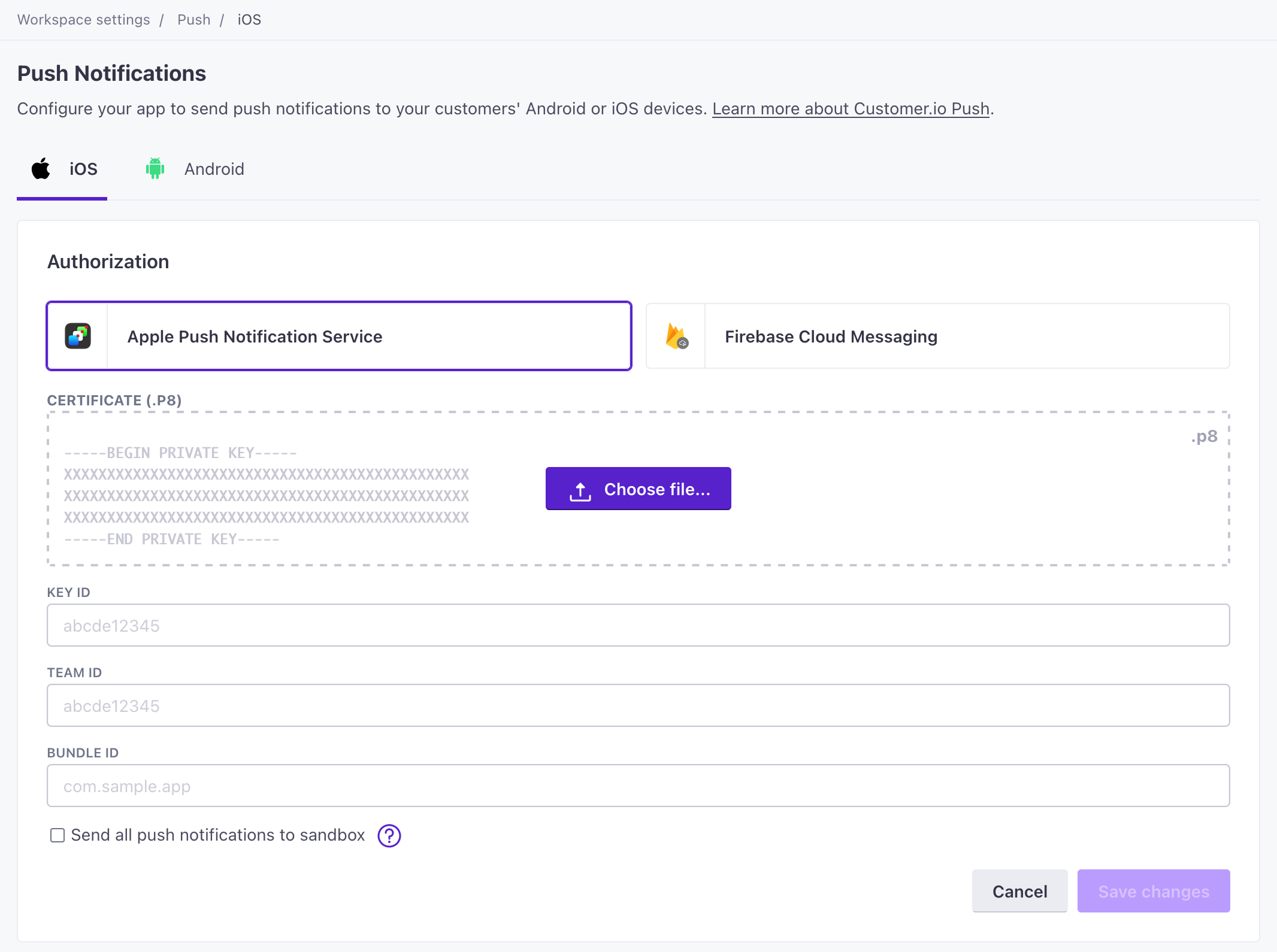 Set up push with APNs