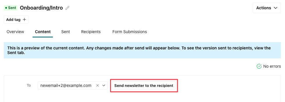 re-send newsletter content