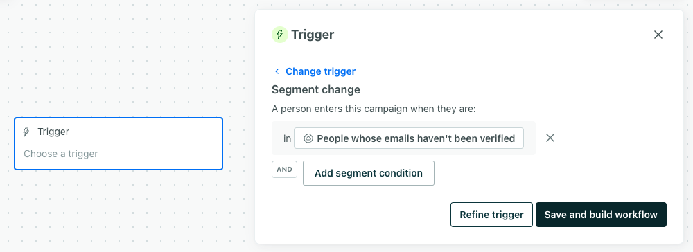 The campaign trigger tab with numbered hints for the trigger conditions