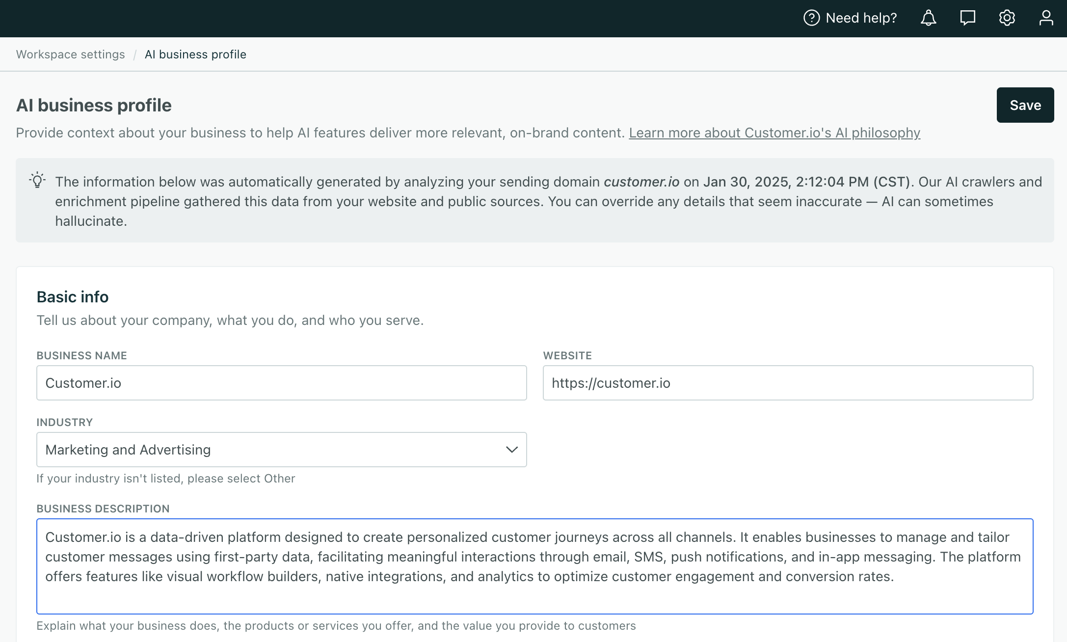 Introducing your AI business profile