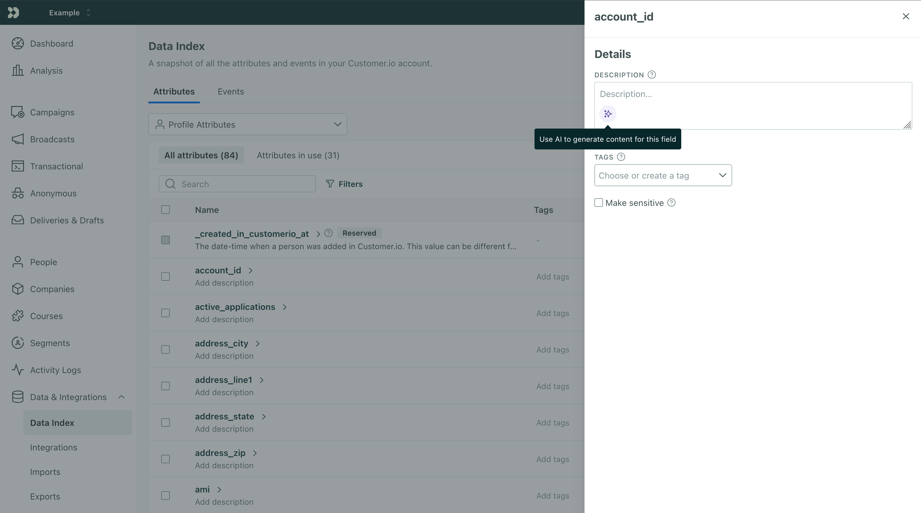 Generate descriptions for your data with AI