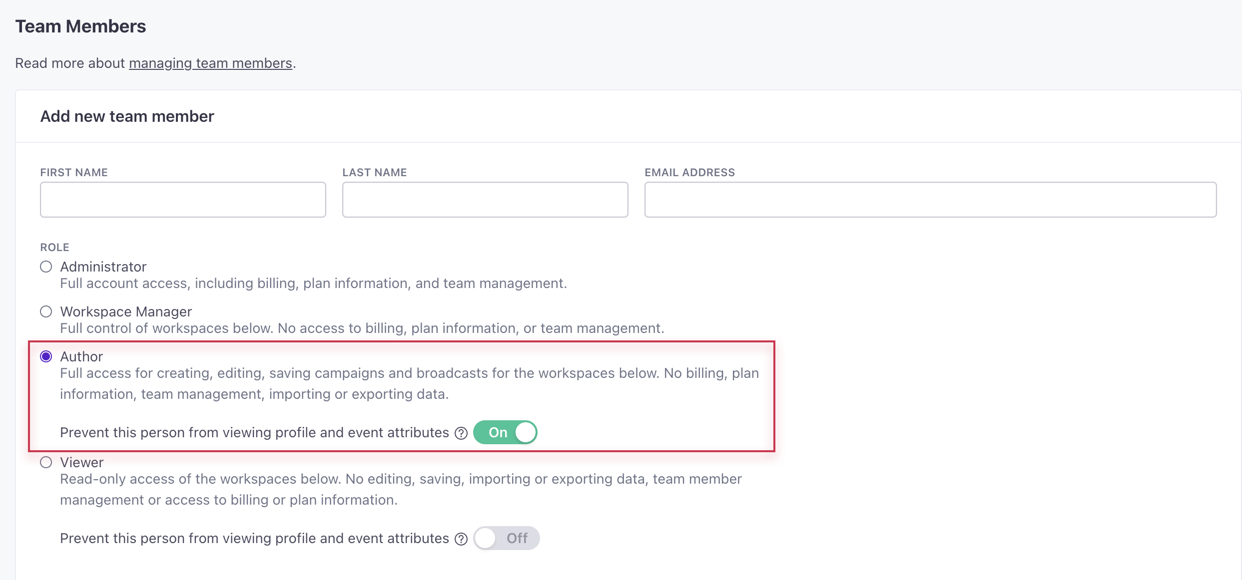 Hide sensitive data for Authors