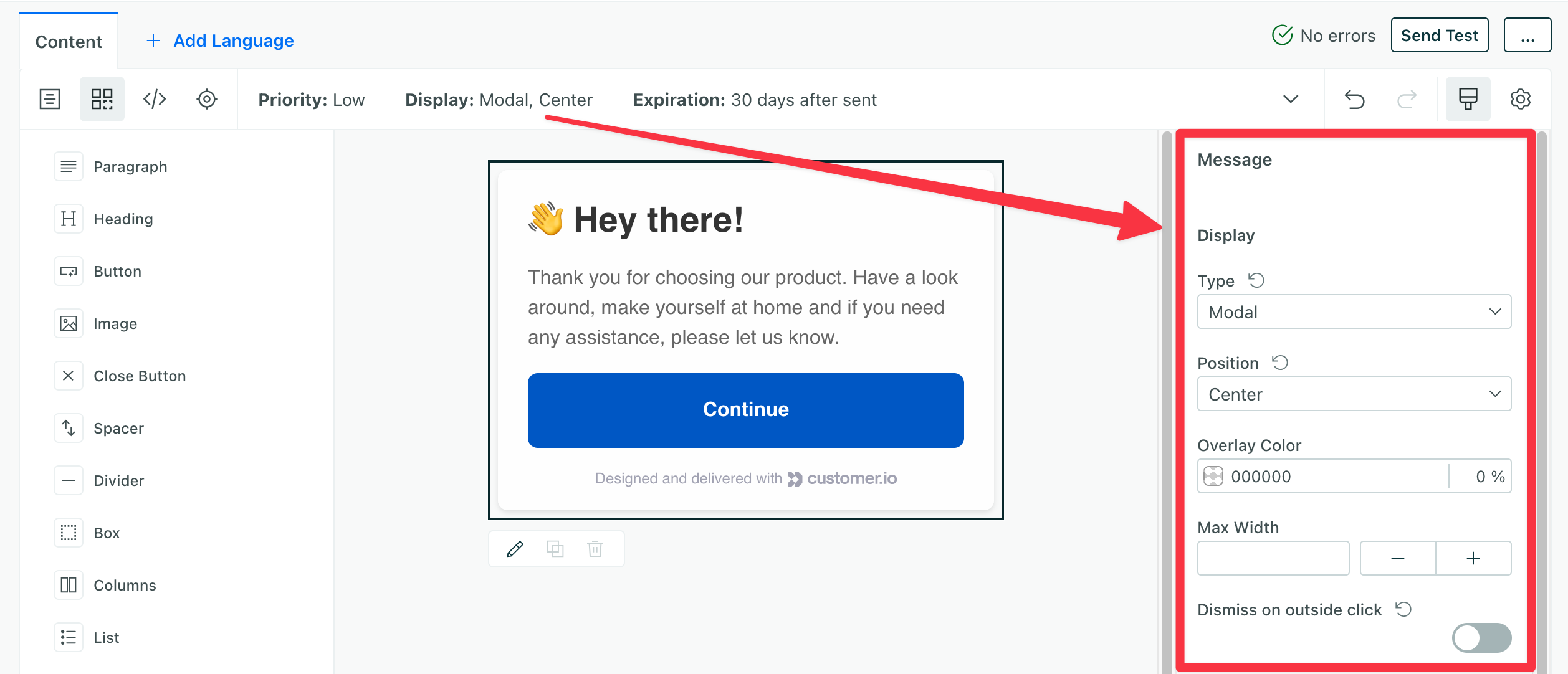 In-app display and position settings moved