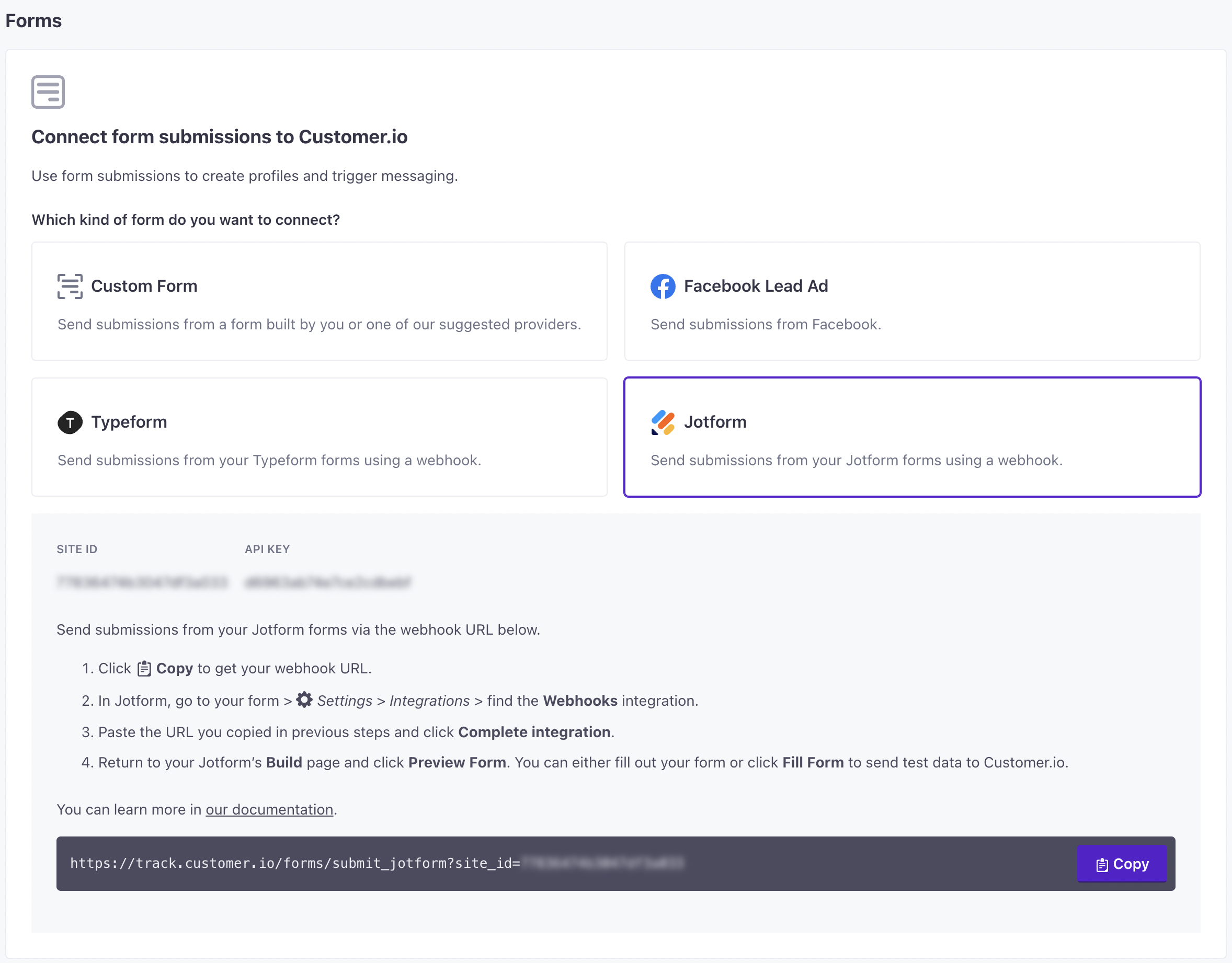 Direct integration with Jotform