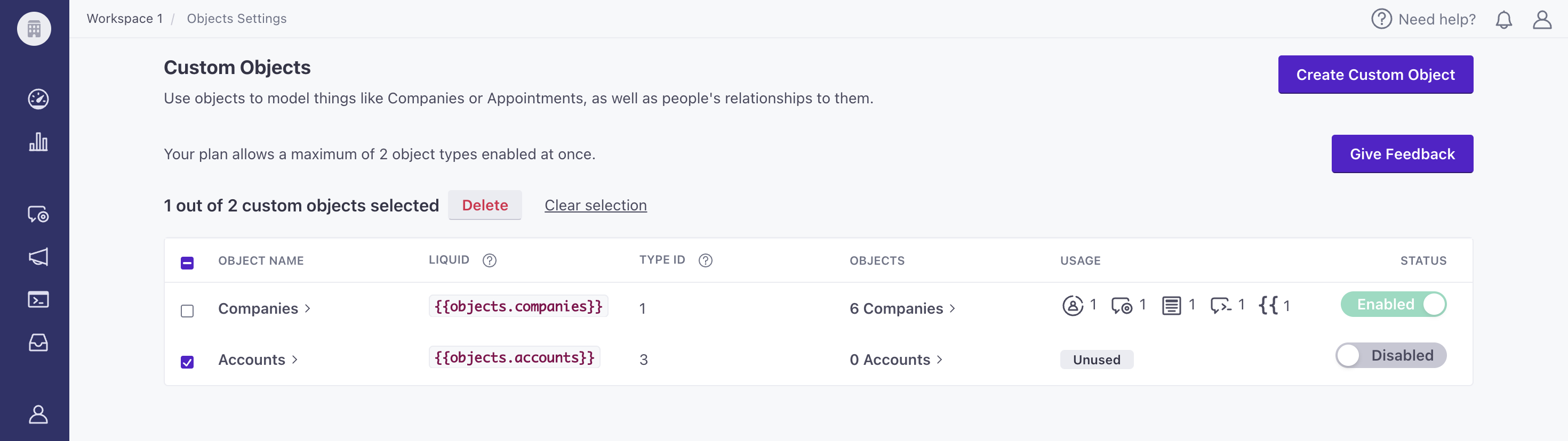 Create multiple object types