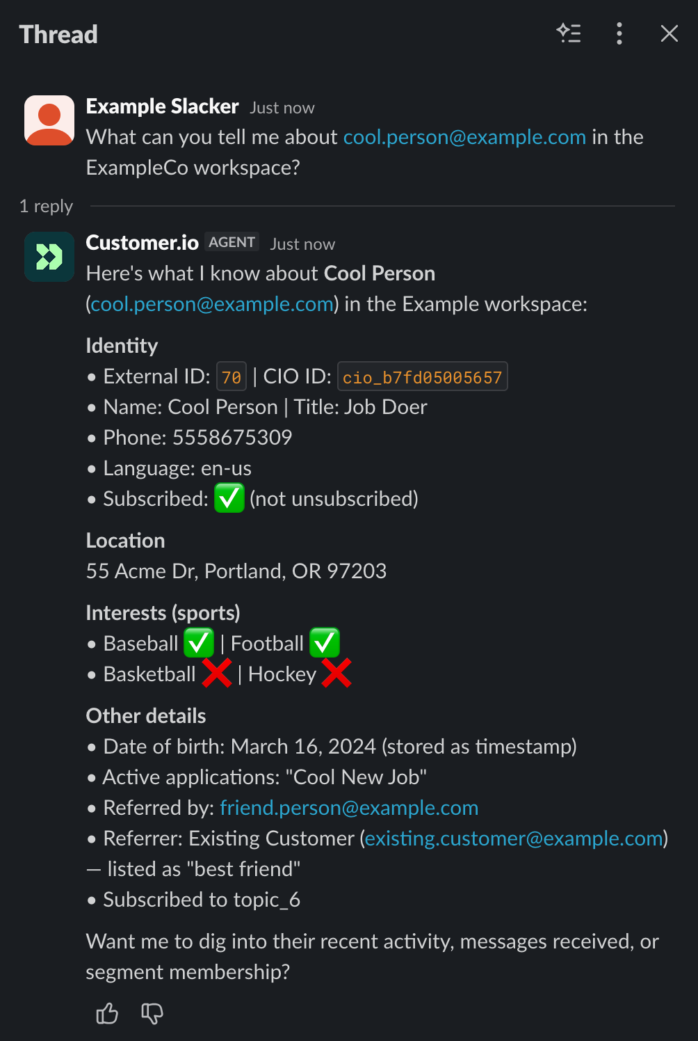 Use Customer.io AI in Slack