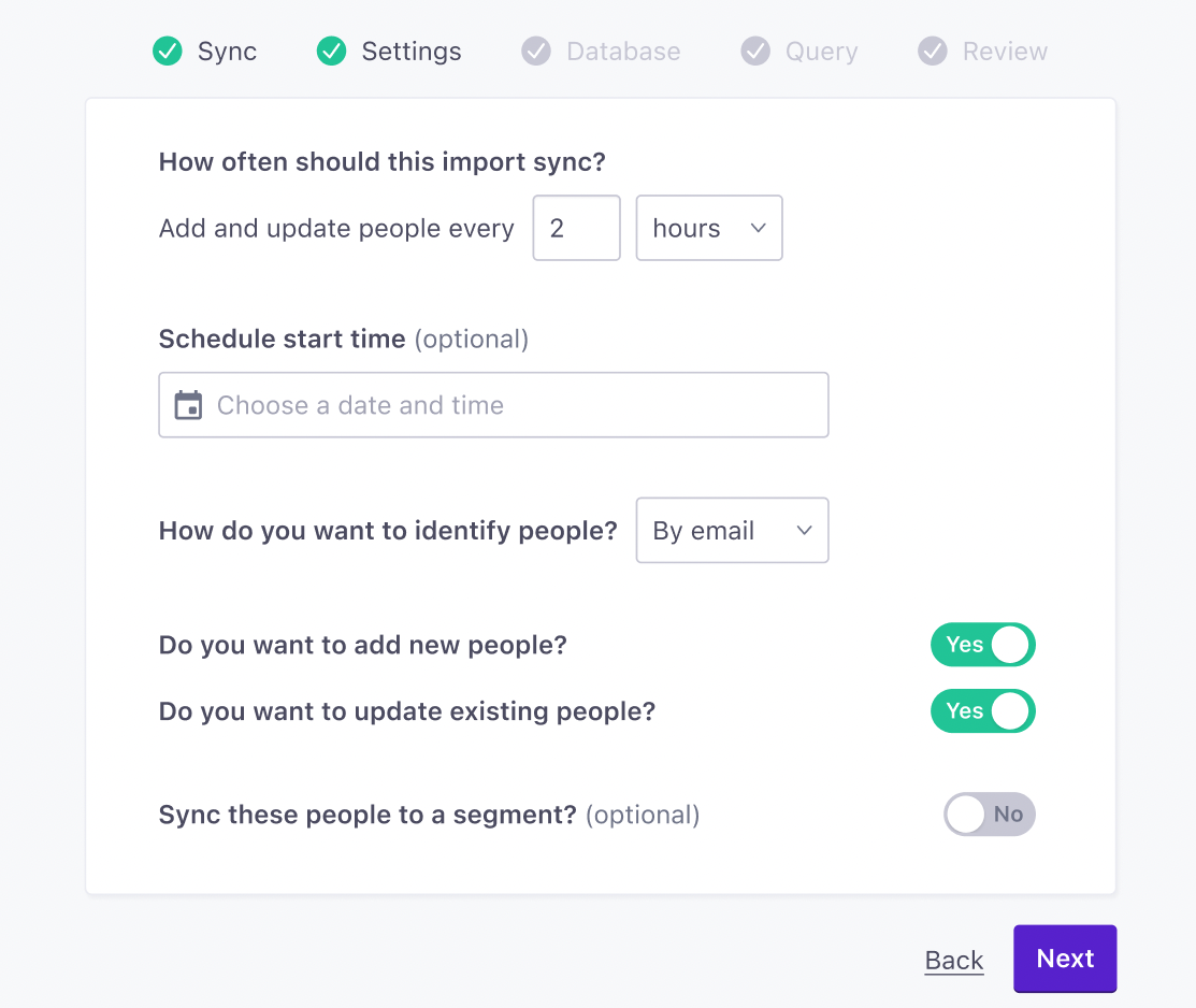 Schedule your database sync start time