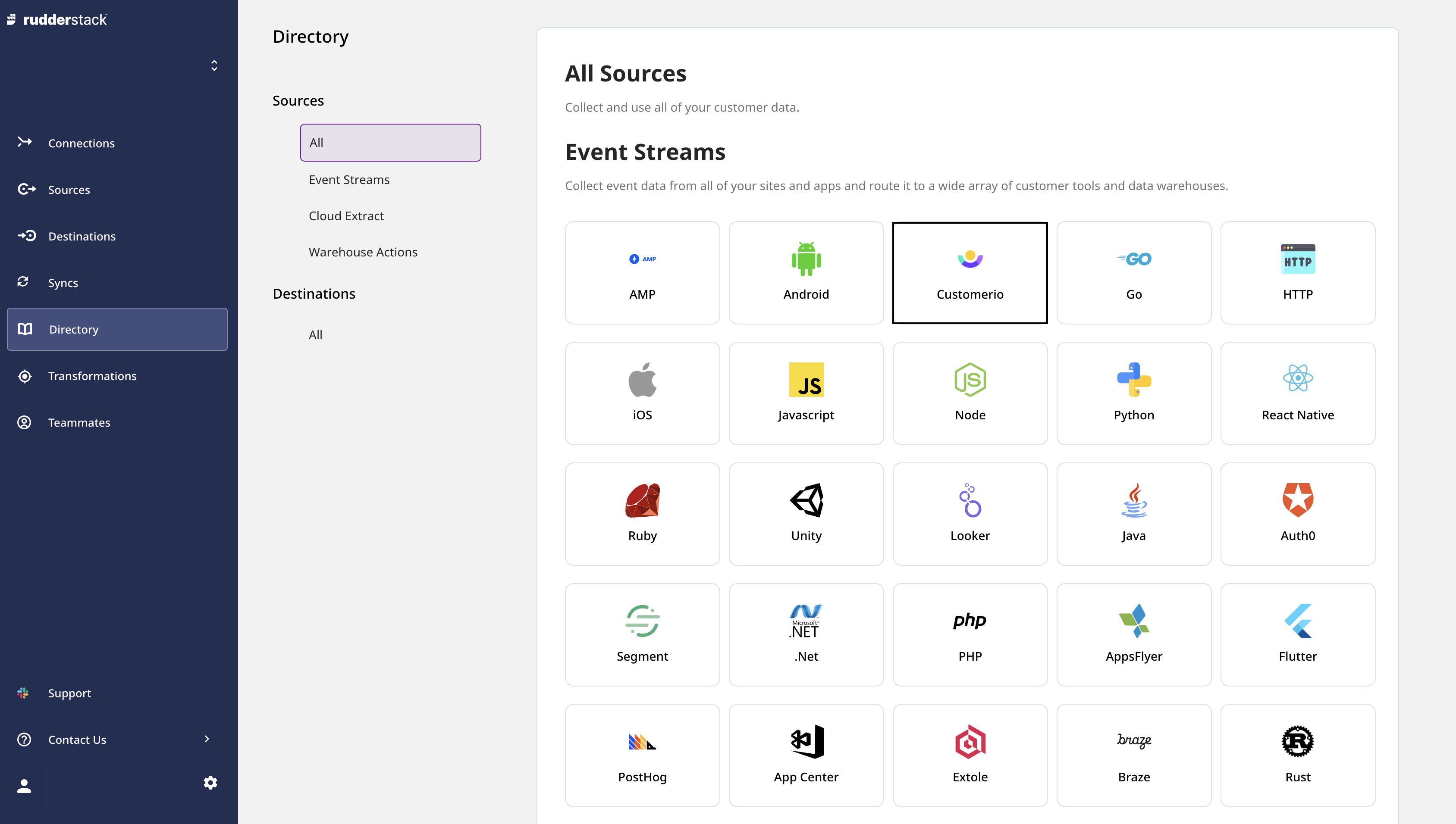 Customer.io source in RudderStack