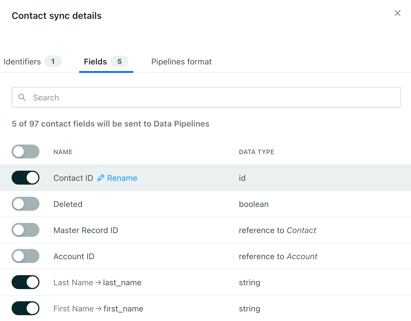 Find your contact or lead ID attribute in the Salesforce data-in integration