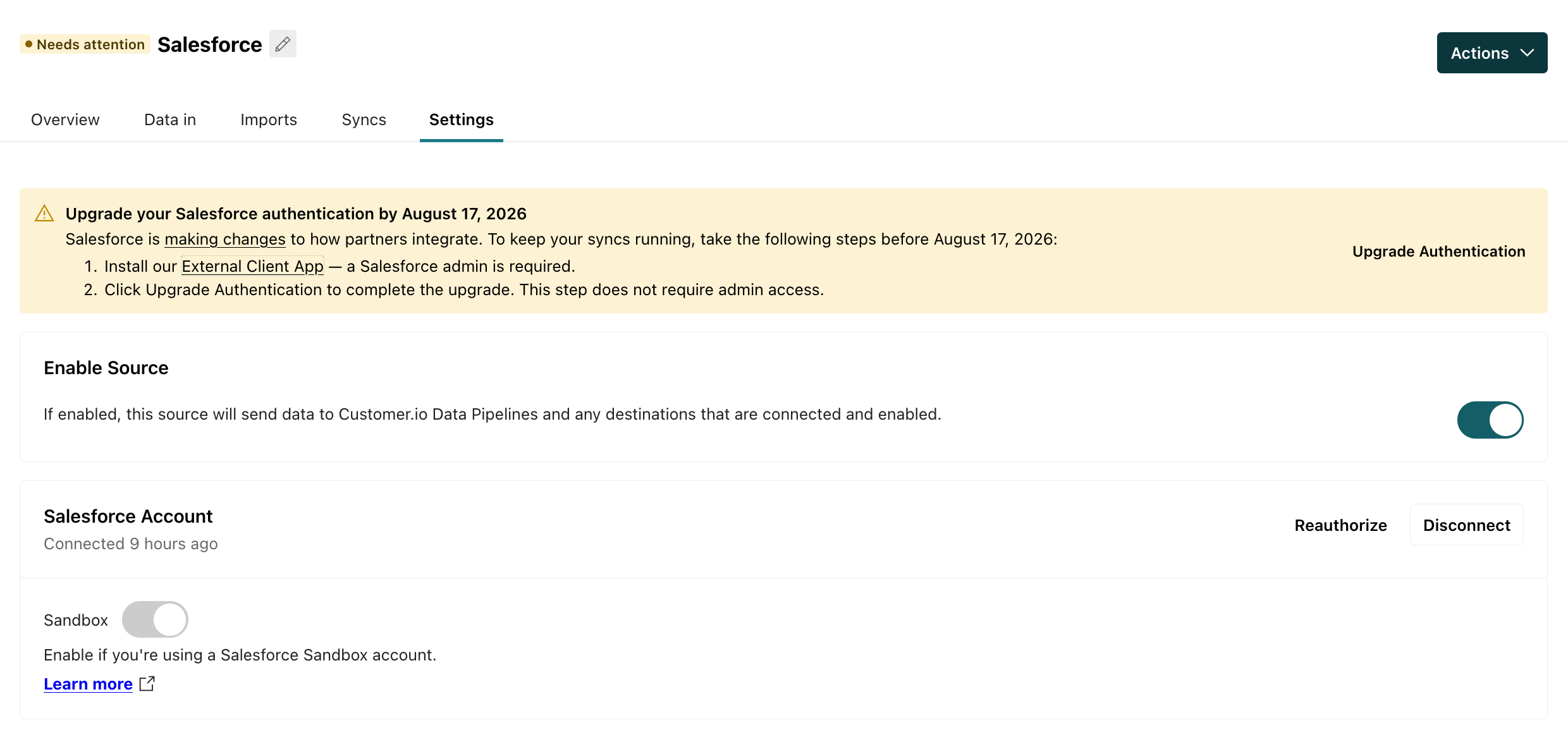 migrate your Salesforce connection to the External Client App