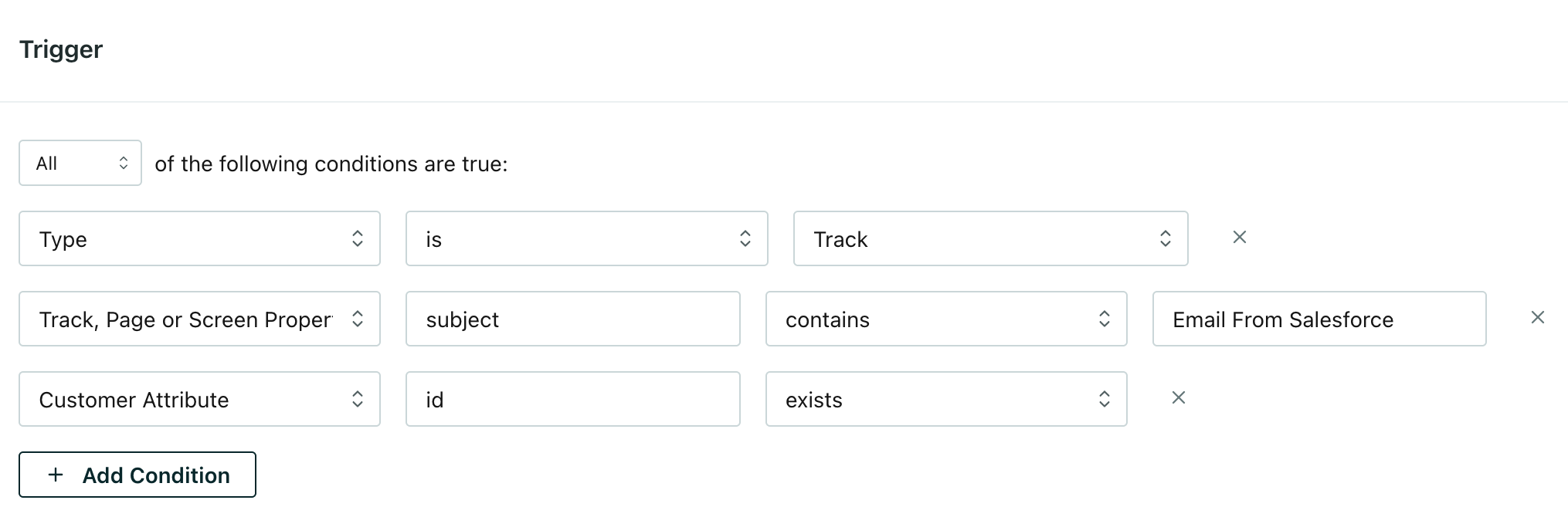 Update the trigger for the Task for Message Delivery action to capture emails with specific subjects