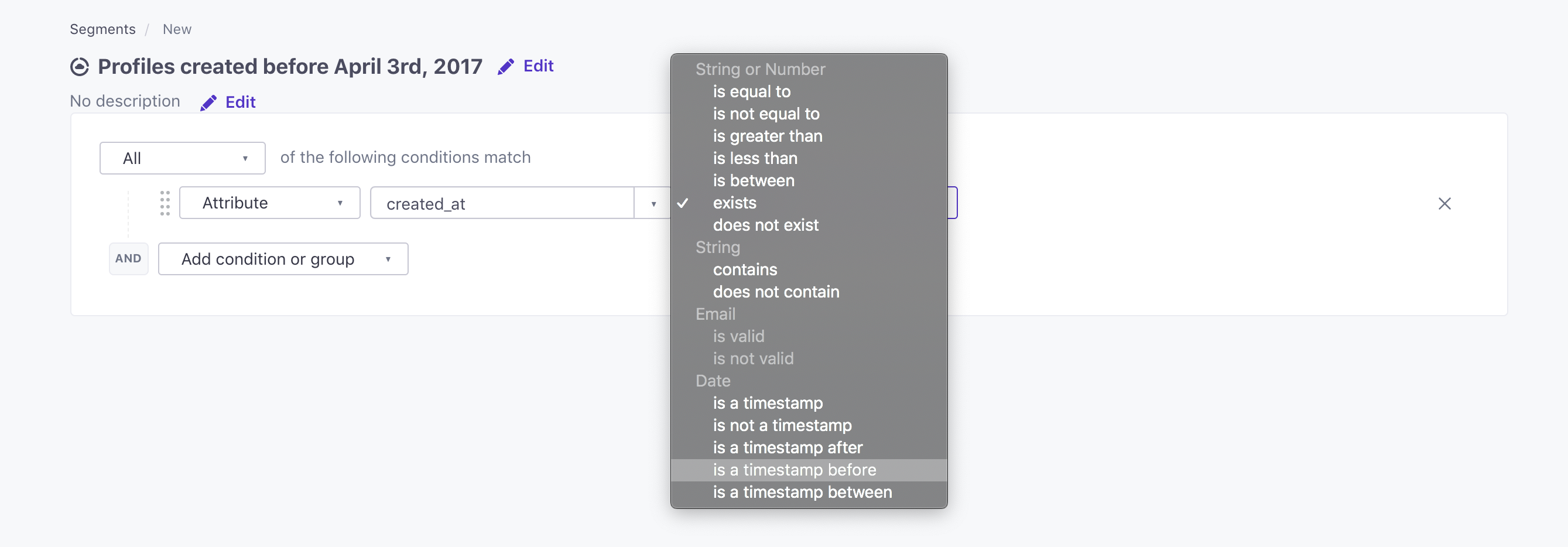 Segmentation timestamp rules