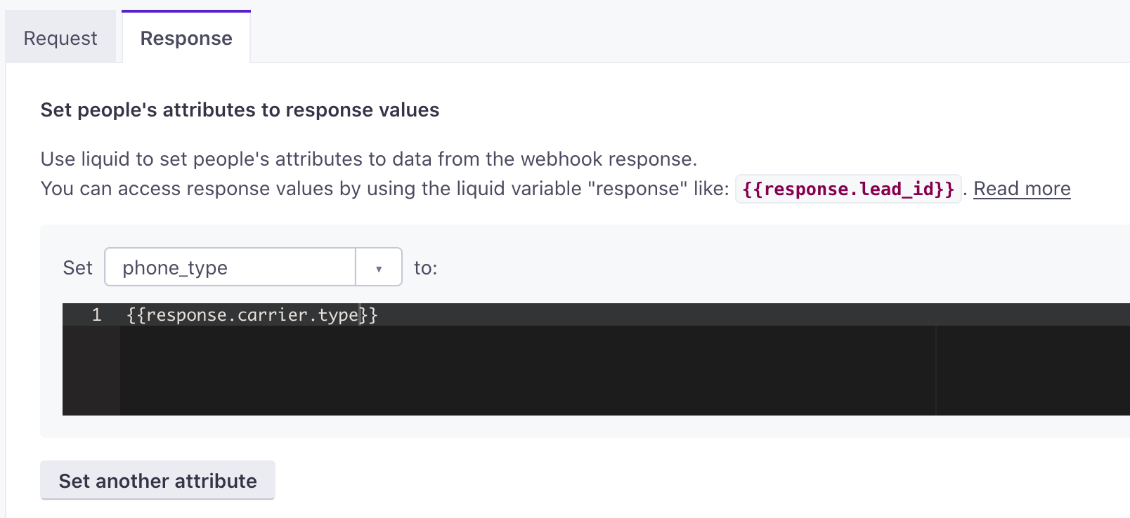 Add attribute from Twilio validation webhook response