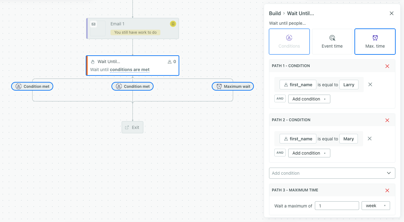 a workflow with multiple conditions