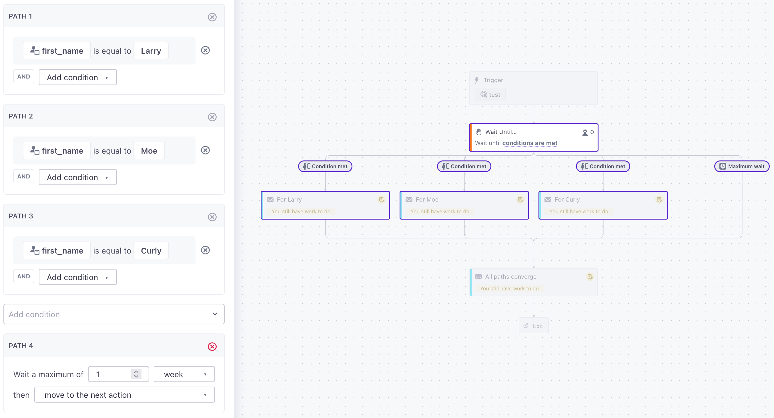 a workflow with multiple conditions