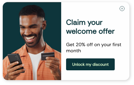 an in-app welcome offer teasing 20% off